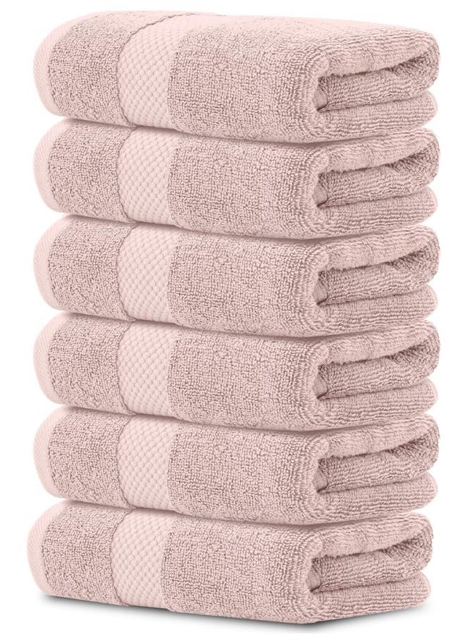 White Classic - Luxury Hand Towels | Cotton Hotel spa Bathroom Towel | 16x30 | 6 Pack | Pink - Image 1