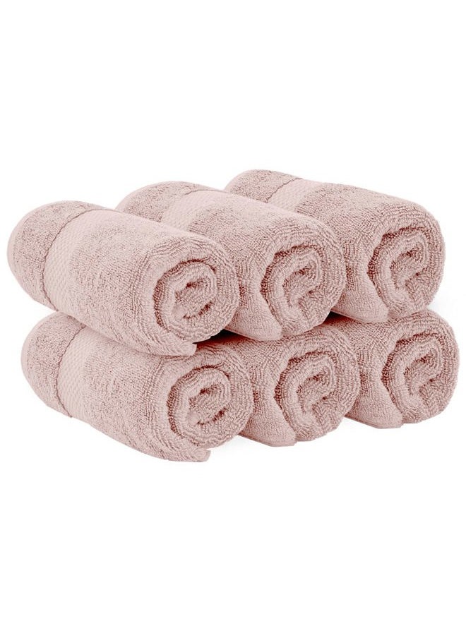 White Classic - Luxury Hand Towels | Cotton Hotel spa Bathroom Towel | 16x30 | 6 Pack | Pink - Image 1