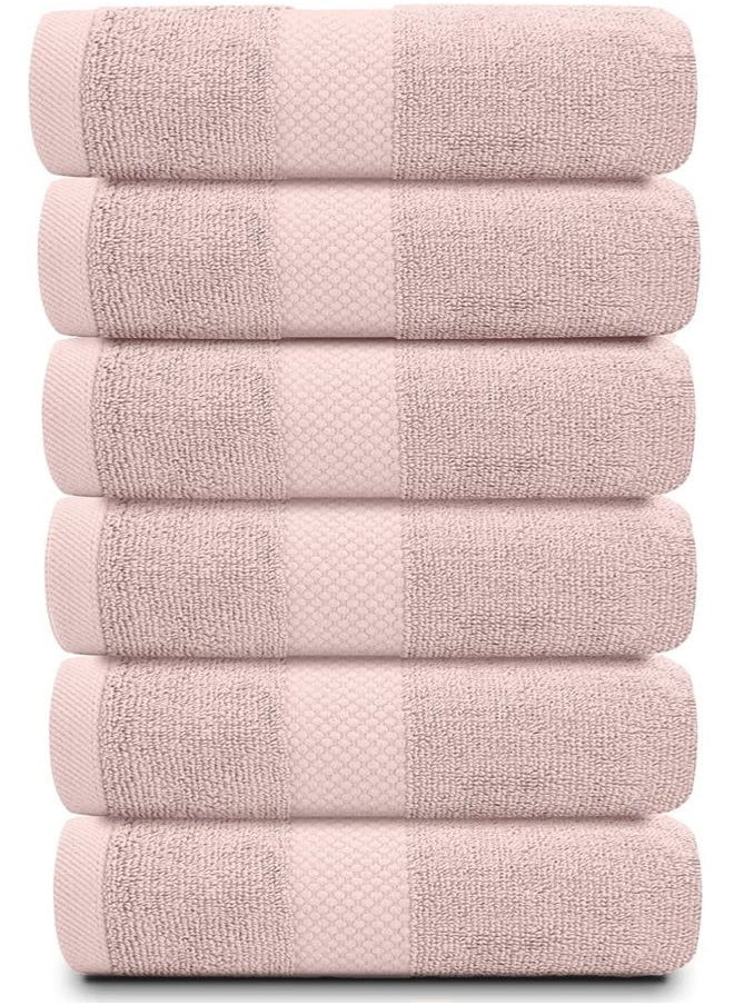 White Classic - Luxury Hand Towels | Cotton Hotel spa Bathroom Towel | 16x30 | 6 Pack | Pink - Image 1