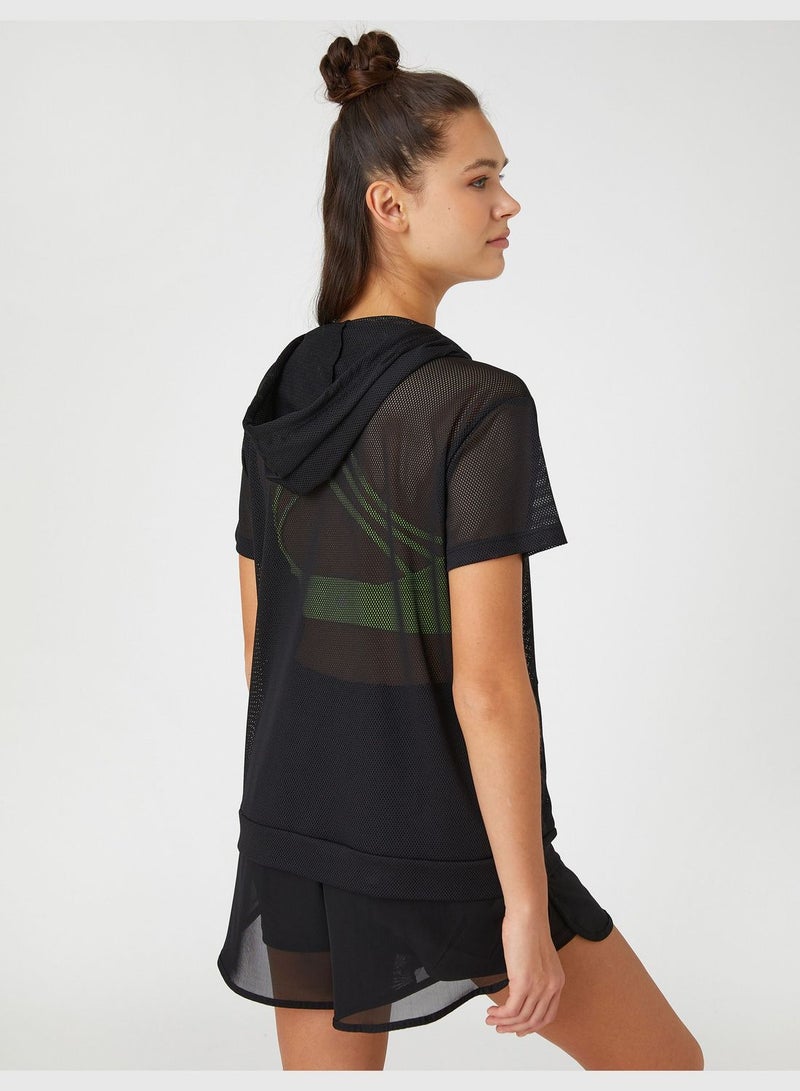 KOTON Kangaroo Pocket Meshed Oversized Hoodie - Image 4
