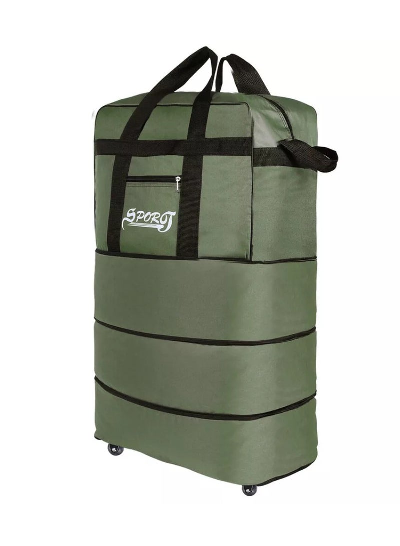 Yuwell Travel Bag Luggage Trolley Bag Expandable Rolling Duffle Bag 3 Layers Space 5 Wheels Luggage Bag Foldable Suitcase For Multipurpose Use For Unisex 100HX50LX30W Green - Image 1