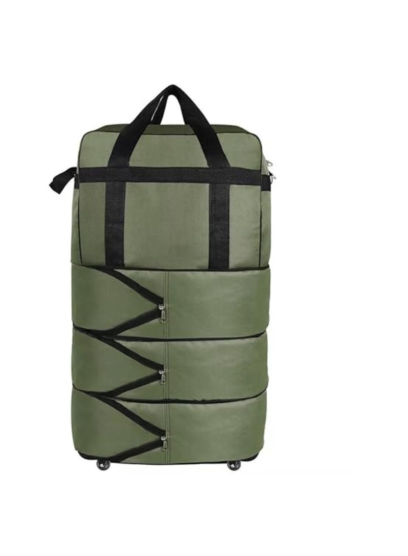 Yuwell Travel Bag Luggage Trolley Bag Expandable Rolling Duffle Bag 3 Layers Space 5 Wheels Luggage Bag Foldable Suitcase For Multipurpose Use For Unisex 100HX50LX30W Green - Image 4