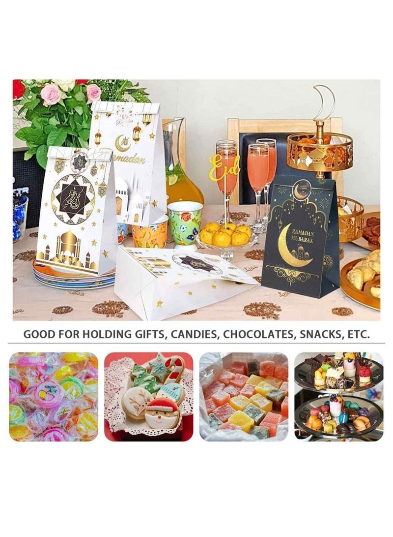 كوول تشيك 12 قطعة مجموعة حقائب هدايا رمضان مع ملصقات، حقائب ورقية إييد مبارك لحفلات رمضان، زينة المنزل، مستلزمات الحفلات، حقائب الحلوى، حقائب الهدايا - Image 3