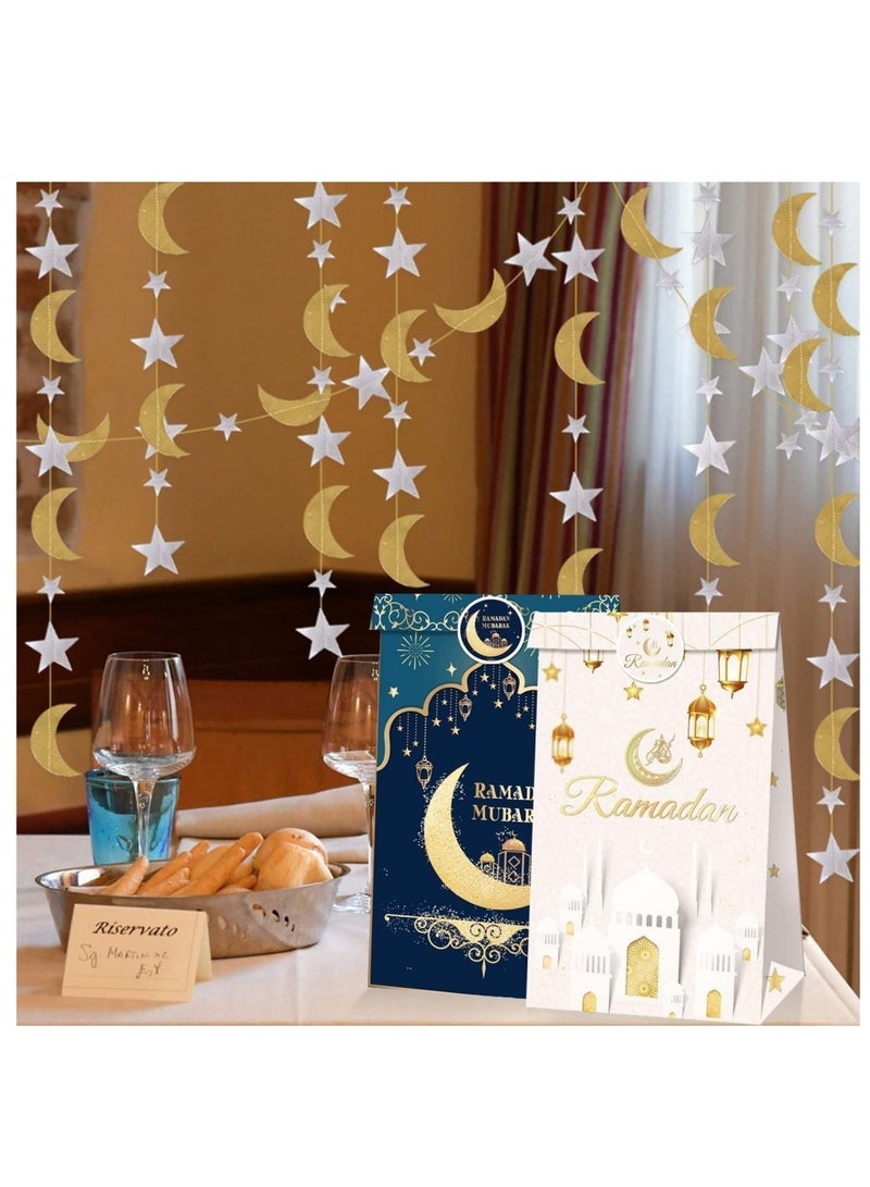كوول تشيك 12 قطعة مجموعة حقائب هدايا رمضان مع ملصقات، حقائب ورقية إييد مبارك لحفلات رمضان، زينة المنزل، مستلزمات الحفلات، حقائب الحلوى، حقائب الهدايا - Image 5