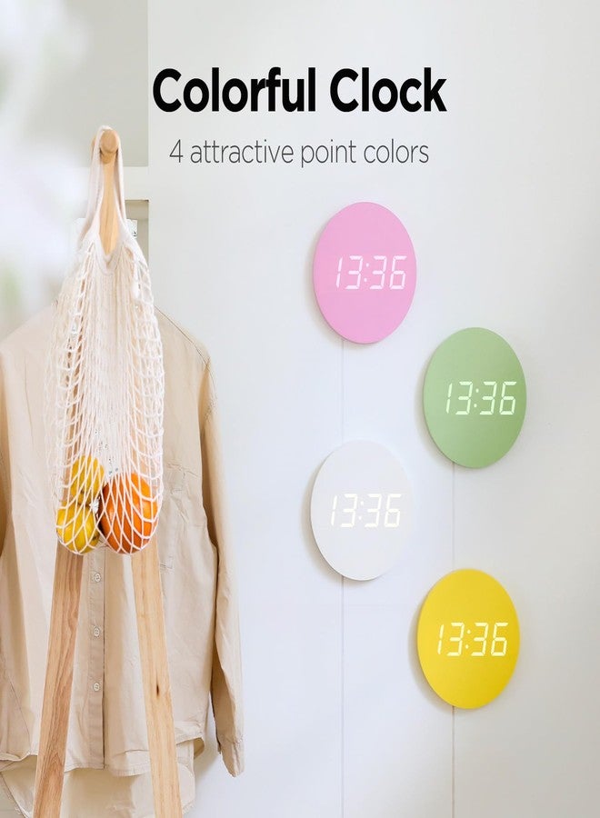 mooas Crayon Mini Digital Wall Clock, Modern Night Light Digital Desk Clock, LED Wall Clock 8 Inch 12/24H Silent Nightlight Clock for Home Décor Kids Livingroom Bedroom Kitchen (Cream) - Image 4