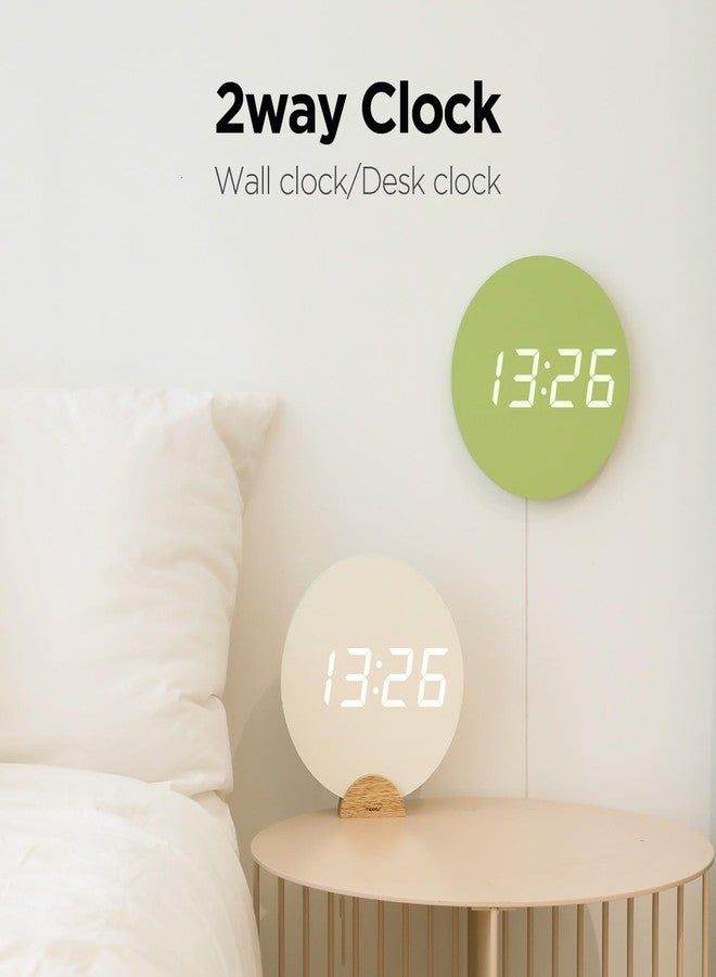 mooas Crayon Mini Digital Wall Clock, Modern Night Light Digital Desk Clock, LED Wall Clock 8 Inch 12/24H Silent Nightlight Clock for Home Décor Kids Livingroom Bedroom Kitchen (Cream) - Image 3