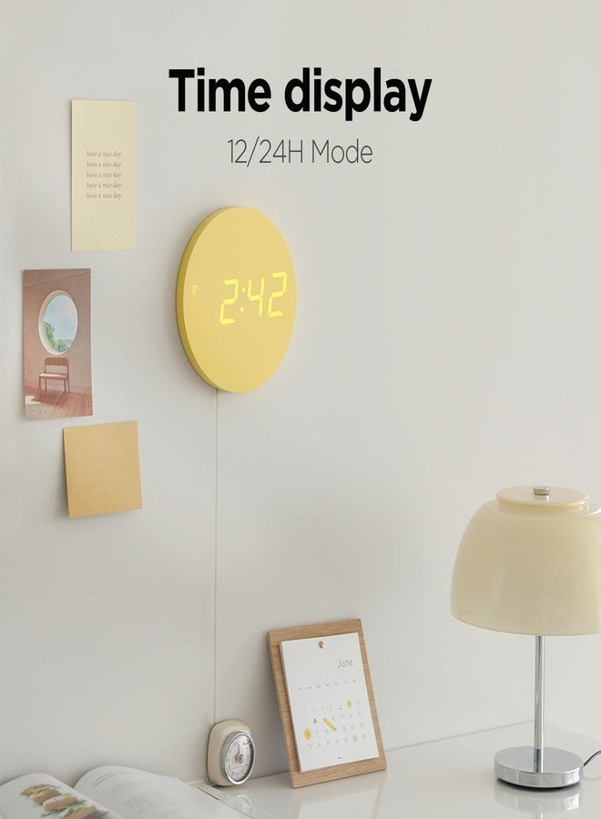 mooas Crayon Mini Digital Wall Clock, Modern Night Light Digital Desk Clock, LED Wall Clock 8 Inch 12/24H Silent Nightlight Clock for Home Décor Kids Livingroom Bedroom Kitchen (Cream) - Image 5