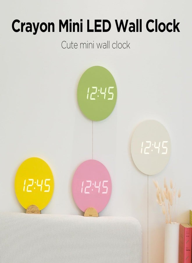 mooas Crayon Mini Digital Wall Clock, Modern Night Light Digital Desk Clock, LED Wall Clock 8 Inch 12/24H Silent Nightlight Clock for Home Décor Kids Livingroom Bedroom Kitchen (Cream) - Image 2