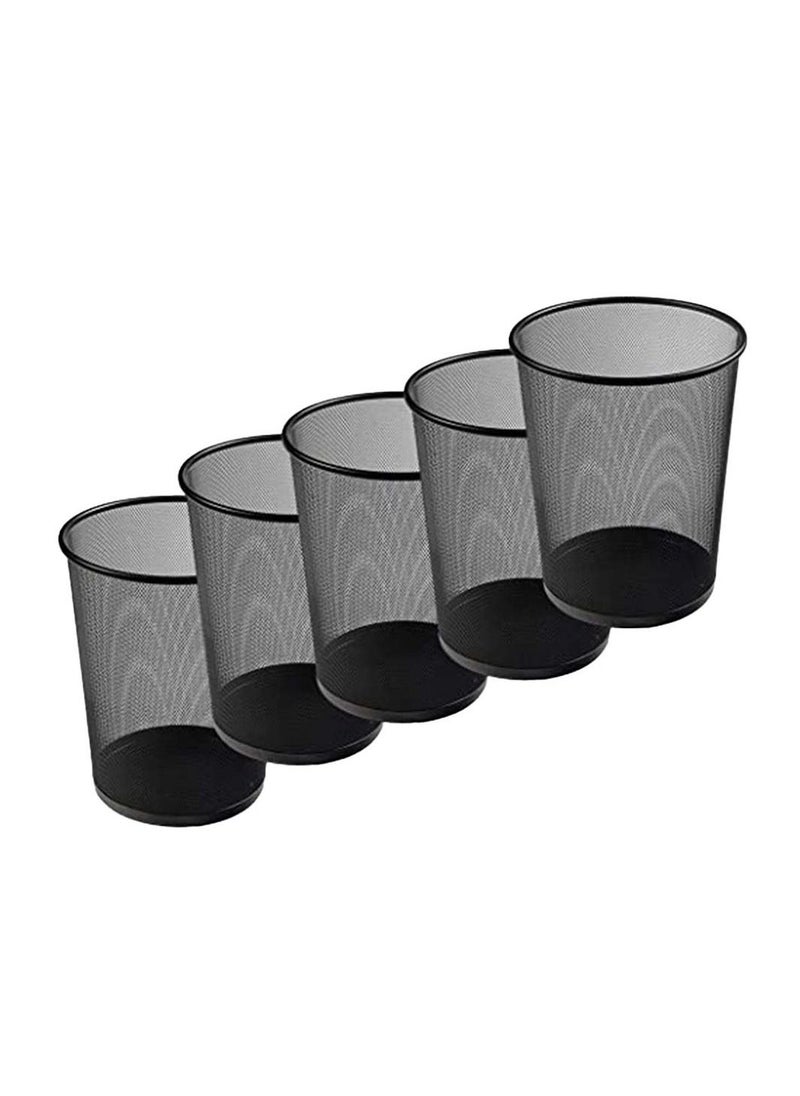 AKC Set of 5 Multipurpose Metal Mesh Waste Bin For Office, Home, Kitchen H28 x W26.5 Cm Black  - Image 1