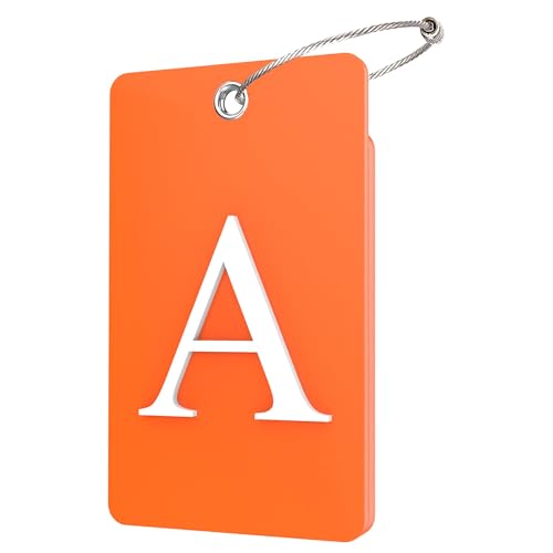 Gostwo 2 Pack Luggage Tags for Suitcases 26 Initial Letter Travel Luggage Baggage Identification Labels ID Tag Fully Bendable Tags with Stainless Steel Loop Orange Letter A - Image 1