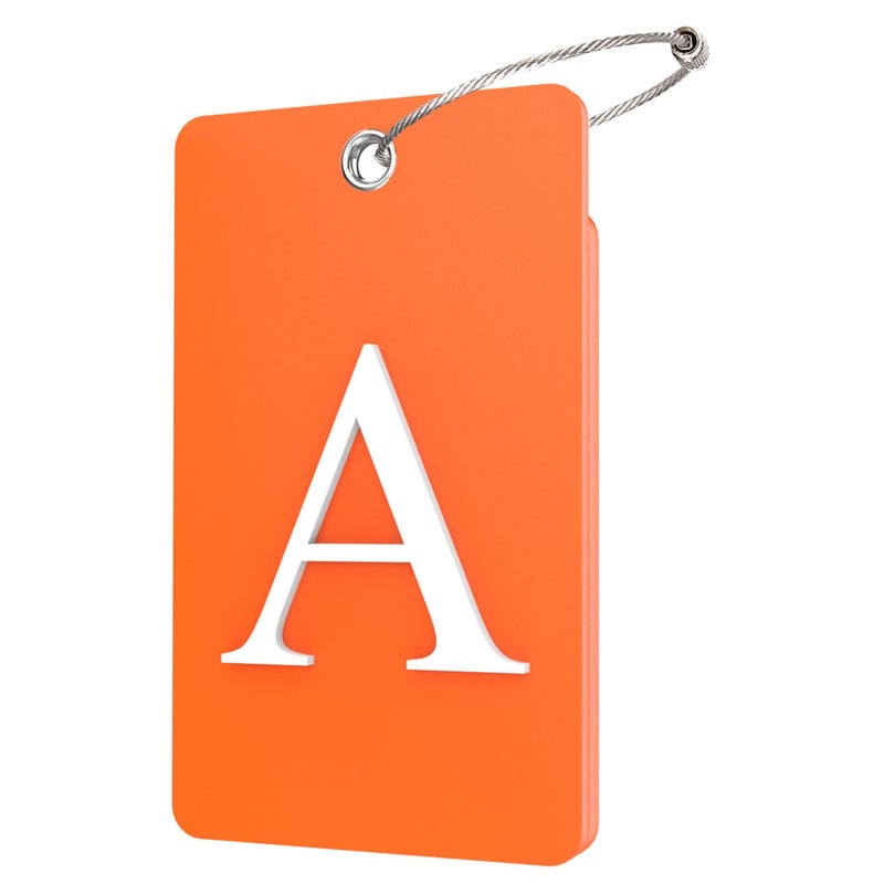 Gostwo 2 Pack Luggage Tags for Suitcases 26 Initial Letter Travel Luggage Baggage Identification Labels ID Tag Fully Bendable Tags with Stainless Steel Loop Orange Letter A - Image 3