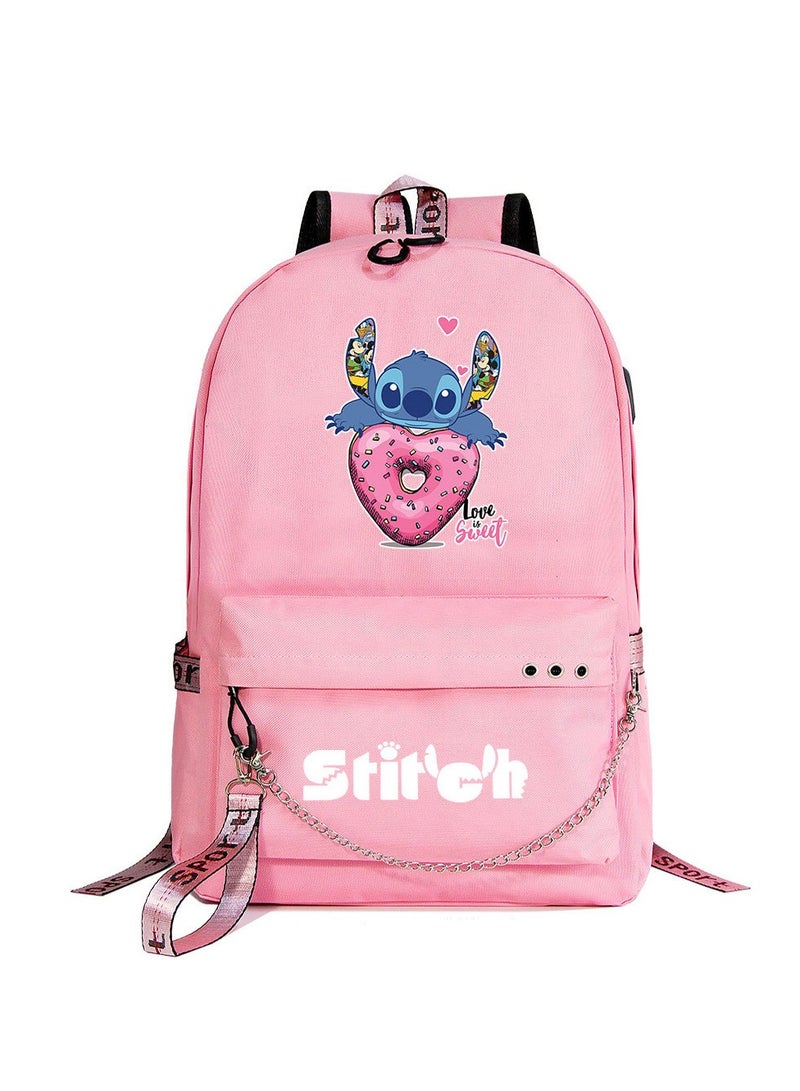 Stitch Printed Youth Casual Woven Strap Backpack