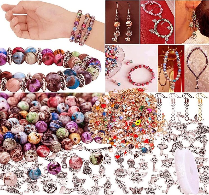 DIY Crafts 1 Set, Colur - Multi, 1 Set Contain 50X Jump Ring 10X Earring Hook 5X Tibetan Charms 5X Multi Charm 10X Space Acrylic Bead 1X Crystal String 25X Bead Bracelet Neckl (1 Set, Colur - Multi) - Image 1