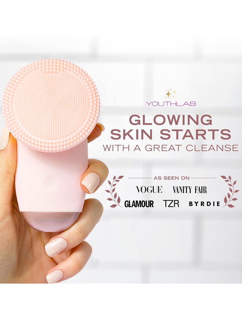 YouthLab YouthLab SoniGlow, Pink, Silicone Facial Skin Cleansing Brush, Electric, Vibrating, Scrubber, Hygienic, Exfoliation, Massage, Firm, Tone, Blackheads, Pores, Waterproof, Rechargeable, Makeup Removal  - Image 2