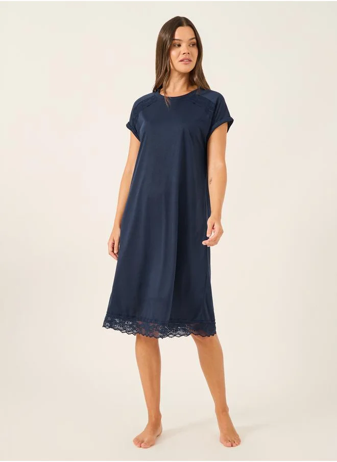 ستايلي Multi Lace Trim Short Sleeve Nightdress