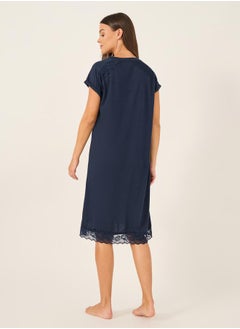 Styli Multi Lace Trim Short Sleeve Nightdress  - Image 4