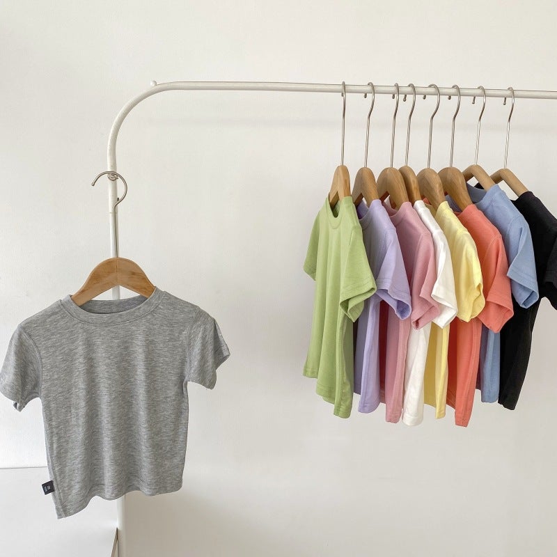 2025 Big Children Summer Boneless Modal T-Shirt Short Sleeve Korean Version Of The New Mask Base Shirt Top Children'S Clothing - Image 1