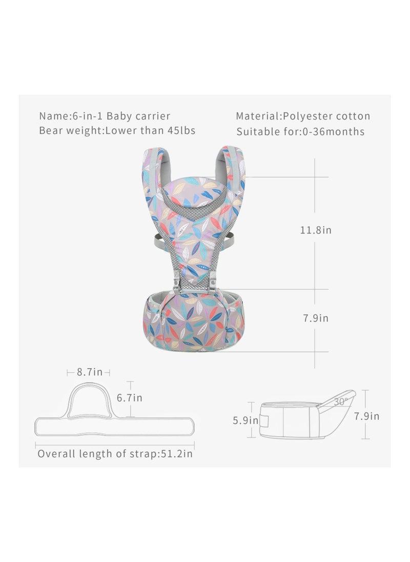 Y&D - 6-in-1 Newborn Baby Carrier, Infant with Hip Seat, Lumbar Front and Back Backpack Carry Holder for Babies Girls & Toddler Boys to 7-45lbs, All Seasons Position - Image 1