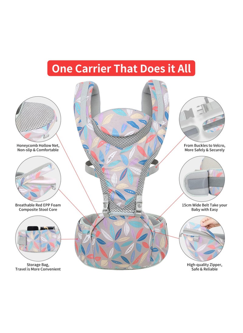 Y&D - 6-in-1 Newborn Baby Carrier, Infant with Hip Seat, Lumbar Front and Back Backpack Carry Holder for Babies Girls & Toddler Boys to 7-45lbs, All Seasons Position - Image 1