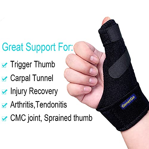 GenetGo Trigger Thumb Splint - Thumb Spica Support Brace Stabilizer for Pain, Sprains, Arthritis, Tendonitis (Right Hand or Left Hand) (Black) - Image 2