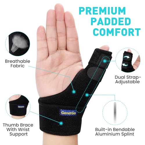 GenetGo Trigger Thumb Splint - Thumb Spica Support Brace Stabilizer for Pain, Sprains, Arthritis, Tendonitis (Right Hand or Left Hand) (Black) - Image 3