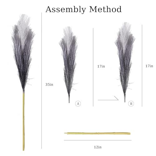 Torontokyo 8Pcs Black Faux Pampas Grass Decor Tall, 35.4” Fluffy Artificial Pompous Grass Branches, Large Pampas Grass Reed Stems for Halloween Gothic Room Decor, Wedding, Baby Shower, Home Boho Decor - Image 5