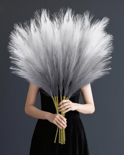 Torontokyo 8Pcs Black Faux Pampas Grass Decor Tall, 35.4” Fluffy Artificial Pompous Grass Branches, Large Pampas Grass Reed Stems for Halloween Gothic Room Decor, Wedding, Baby Shower, Home Boho Decor - Image 1