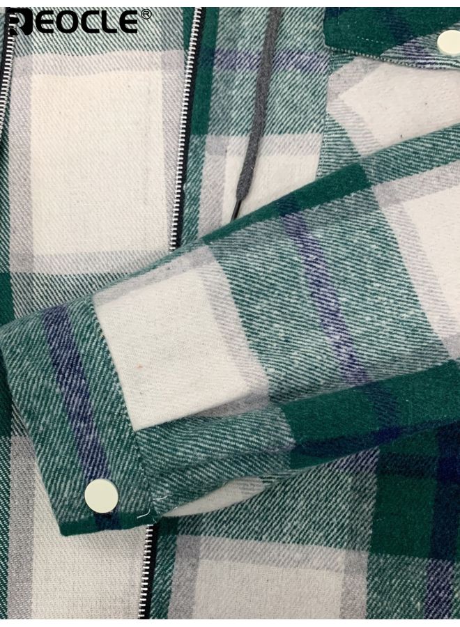 ريوكل سويت شيرت من الفلانيل للرجال بتصميم متقلب وأكمام طويلة بتصميم مريح وقميص بأزرار علوي مع قماش ناعم مصقول لارتداء طبقات في فصل الخريف - Image 3