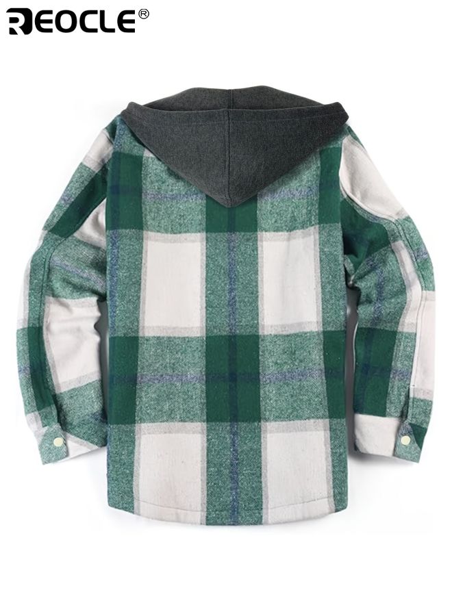 ريوكل سويت شيرت من الفلانيل للرجال بتصميم متقلب وأكمام طويلة بتصميم مريح وقميص بأزرار علوي مع قماش ناعم مصقول لارتداء طبقات في فصل الخريف - Image 5