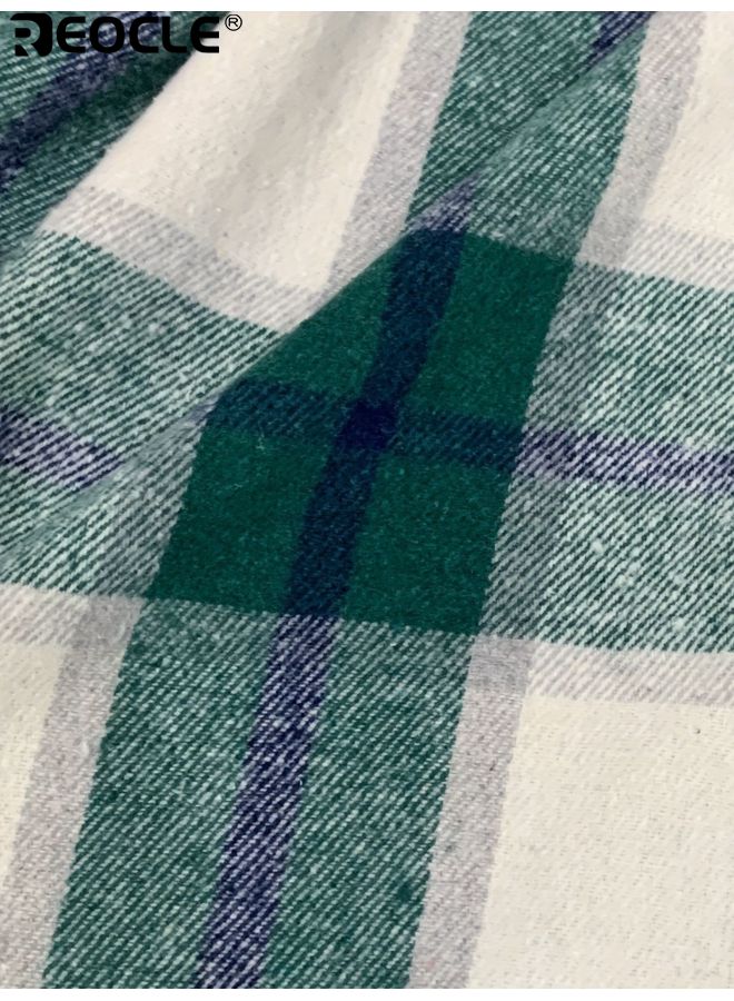 ريوكل سويت شيرت من الفلانيل للرجال بتصميم متقلب وأكمام طويلة بتصميم مريح وقميص بأزرار علوي مع قماش ناعم مصقول لارتداء طبقات في فصل الخريف - Image 2