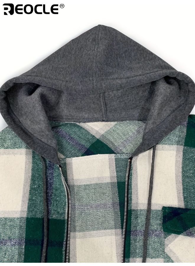 ريوكل سويت شيرت من الفلانيل للرجال بتصميم متقلب وأكمام طويلة بتصميم مريح وقميص بأزرار علوي مع قماش ناعم مصقول لارتداء طبقات في فصل الخريف - Image 4