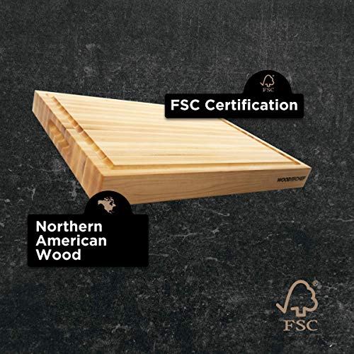 WoodForChef Large Wood Cutting Board from North American Maple - A Butcher Block That Comes with Juice Groove for Cutting Meat and Juicy Veggies Easily- Maple Chopping Board - 20x16x1.5 inches - Image 5