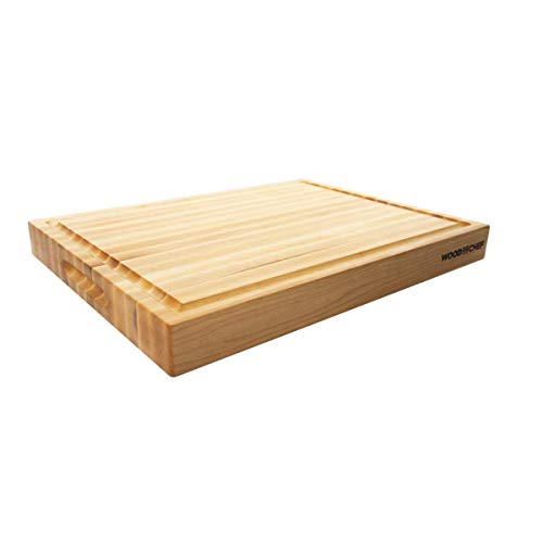 WoodForChef Large Wood Cutting Board from North American Maple - A Butcher Block That Comes with Juice Groove for Cutting Meat and Juicy Veggies Easily- Maple Chopping Board - 20x16x1.5 inches - Image 1