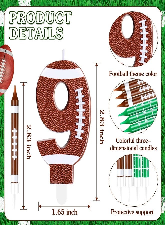 Photect 11 PCS Football Birthday Candles Number 5-9 Candle Football Cake Topper Decor Football Themed Birthday Cake Decorations for Boys Girls Kids Party Supplies (Number 9) - Image 2