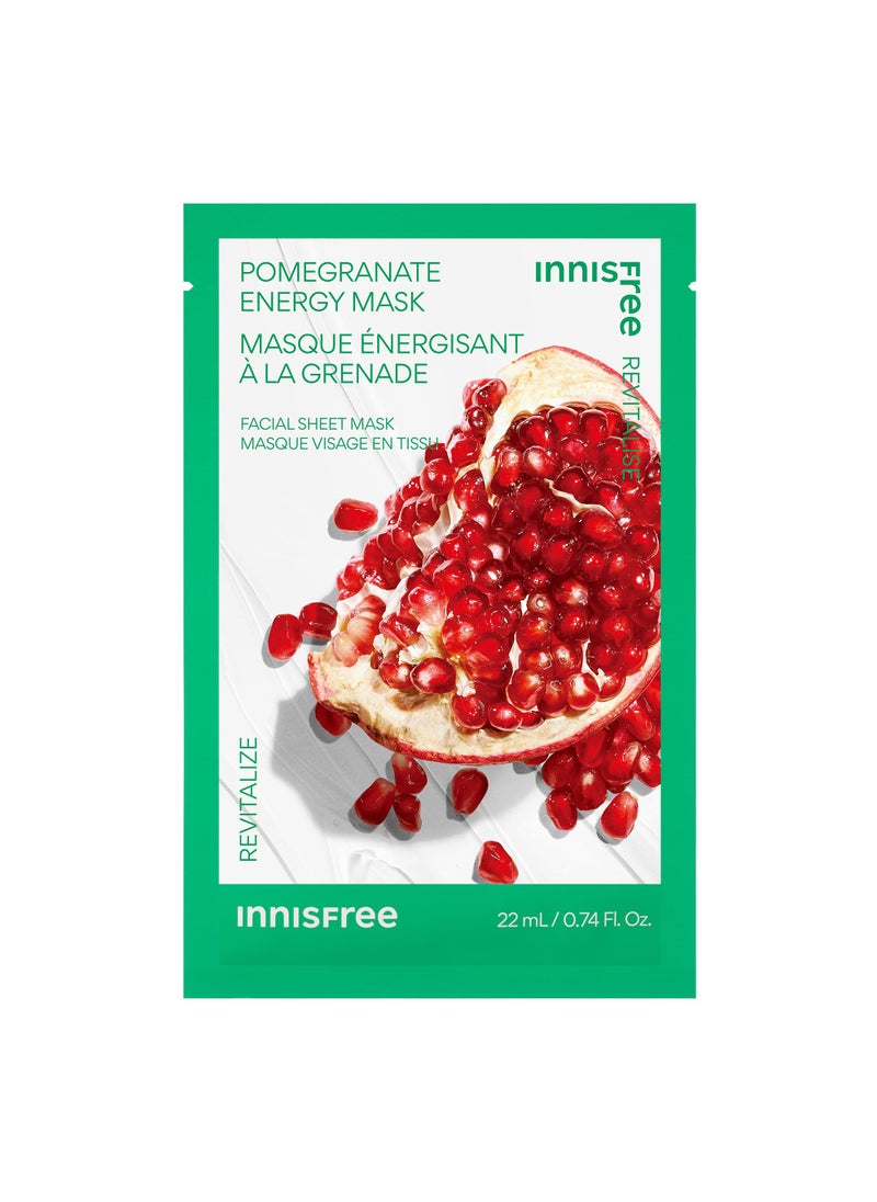 innisfree innisfree Pomegranate Energy Mask Hydrating Serum Korean Sheet Mask Face Mask for Bright Glowing Skin 