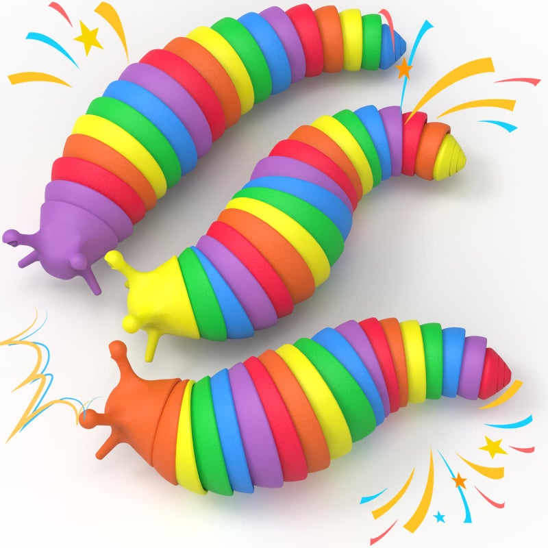 Cevioce Easter Basket Stuffers for Kids 3PCS Slug Fidget Toys Bulk Toddler Sensory Figette Worm for Adults Stress Relief for Autism ADHD Autistic Travel Toys Stocking Stuffer Gifts for Boys Girls 3 - Image 3