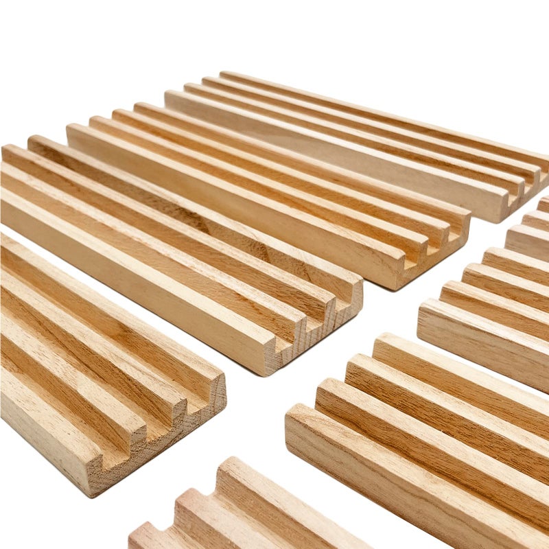 SUTIMSHE Wooden Domino Racks/Trays Set of 8 Natural Domino Trays Holders Organizer for Mexican Train Chickenfoot and Other Domino Games - Dominoes NOT Included - Image 4