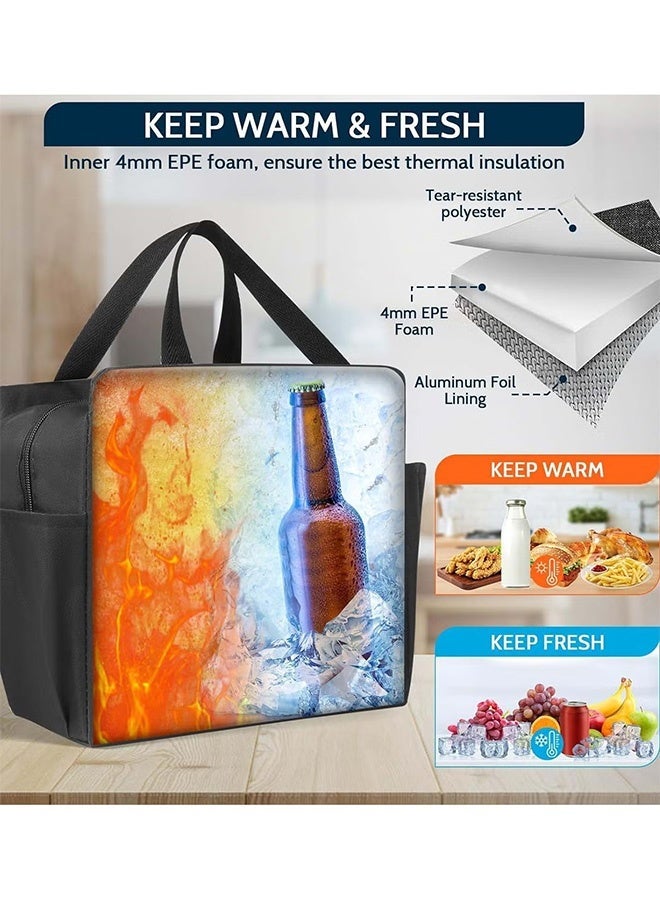 HaHaHai Insulated Lunch Bag – Reusable Leakproof Oxford Lunch Box Bag, Large Capacity Cooler Tote with Wide Open Design for Men & Women, Office, School, Picnic(Black) - Image 3