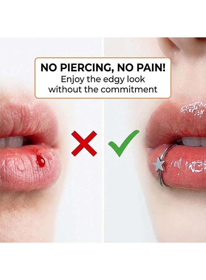 Wffo 3Pcs Clip-On Lip Rings - C-Shaped Lip Accessories - Stainless Steel Lip Rings - Spiral Lip Rings - Non-Piercing Jewelry - Can Be Used for Nose Rings or Clip-On Cartilage/Helix Earrings - 3 Colors - Image 3