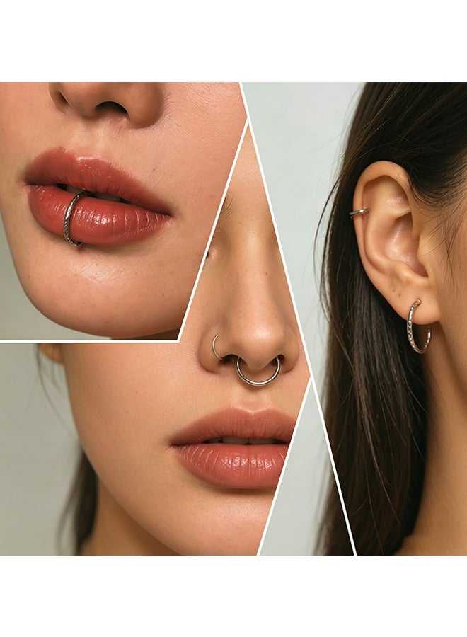 Wffo 3Pcs Clip-On Lip Rings - C-Shaped Lip Accessories - Stainless Steel Lip Rings - Spiral Lip Rings - Non-Piercing Jewelry - Can Be Used for Nose Rings or Clip-On Cartilage/Helix Earrings - 3 Colors - Image 5