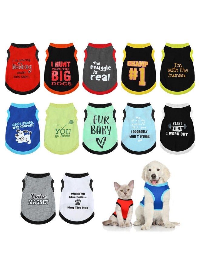 BBTO 12 Pieces Dog Shirts Pet Printed Clothes with Funny Letters Summer Pet T Shirts Cool Puppy Vest Breathable Dog Outfit Soft Cat Sweatshirt for Chihuahuas Cats Accessories, 12 Styles(Small) - Image 1