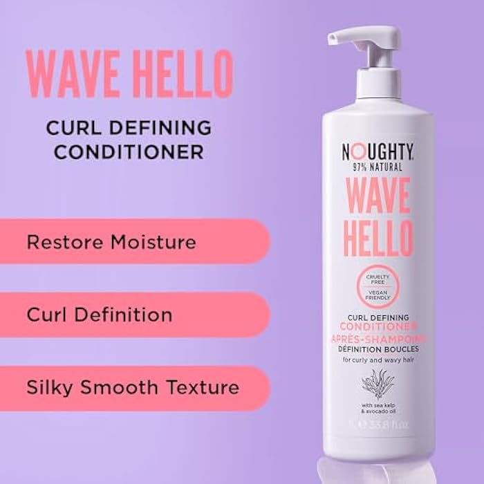 Noughty 97% Natural Wave Hello Curl Defining Conditioner to Condition Enhancing Soften and Define Curls with Sea Kelp Extract and Avocado Oil Sulfate Free Vegan Haircare 33.8fl.oz - Image 3
