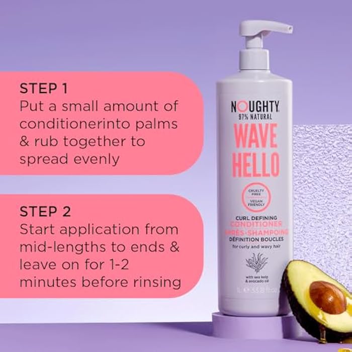 Noughty 97% Natural Wave Hello Curl Defining Conditioner to Condition Enhancing Soften and Define Curls with Sea Kelp Extract and Avocado Oil Sulfate Free Vegan Haircare 33.8fl.oz - Image 5