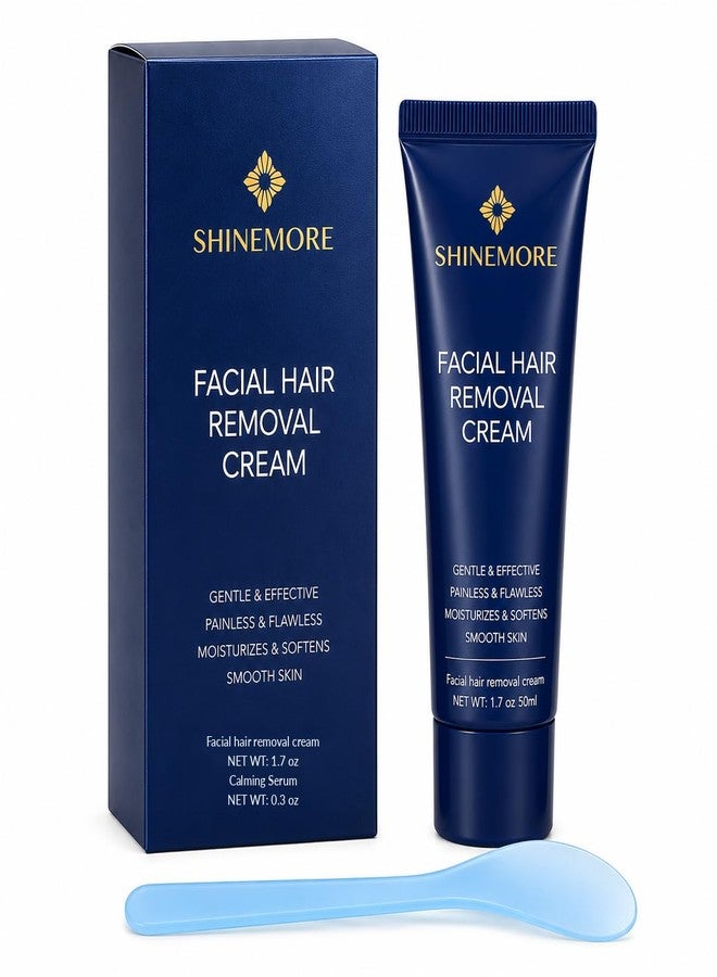SHINEMORE Facial Hair Removal Cream Kit, 2-Step Face Depilatory Cream with Calming Repair Serum & Spatula, Removes Unwanted Hair on Upper Lip, Chin & Sideburns, Smooth Skin Care 2.03 Fl Oz - Image 1