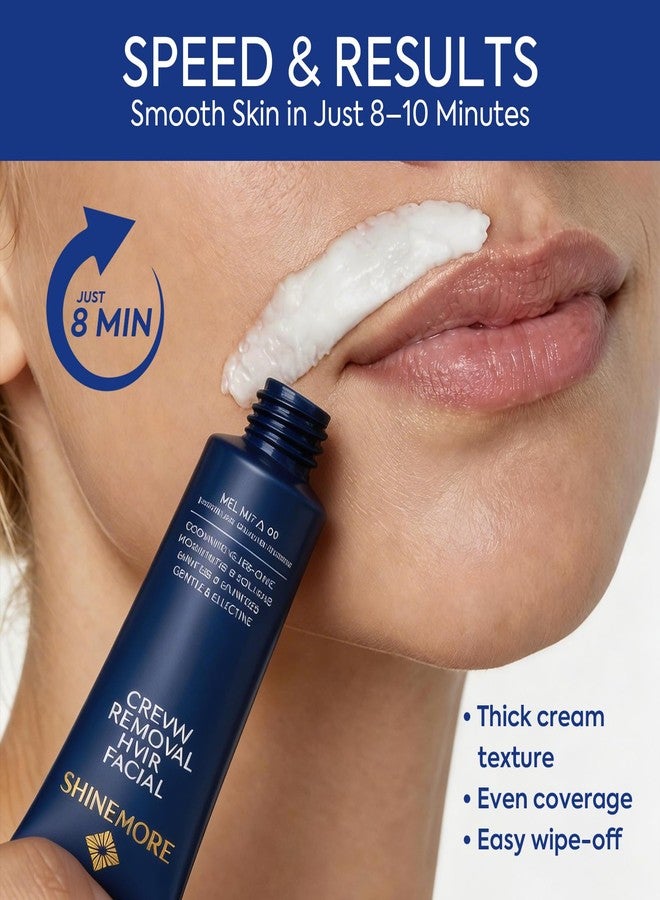 SHINEMORE Facial Hair Removal Cream Kit, 2-Step Face Depilatory Cream with Calming Repair Serum & Spatula, Removes Unwanted Hair on Upper Lip, Chin & Sideburns, Smooth Skin Care 2.03 Fl Oz - Image 2