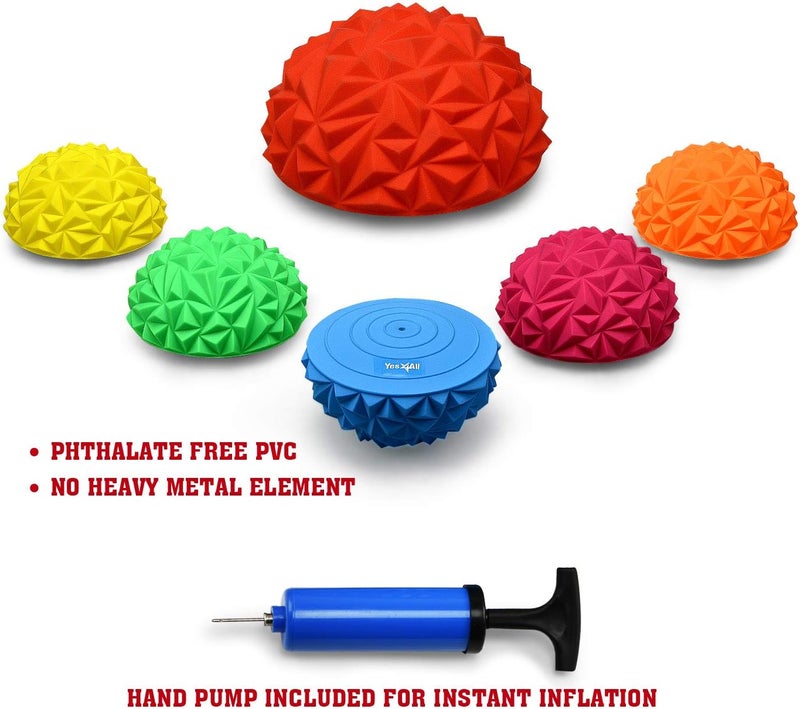 Yes4All Hedgehog Balance Pods for Exercise, Core Body Balancing, Balance Pods for Youth & Adults with Hand Pump - Set of 5 - Image 4