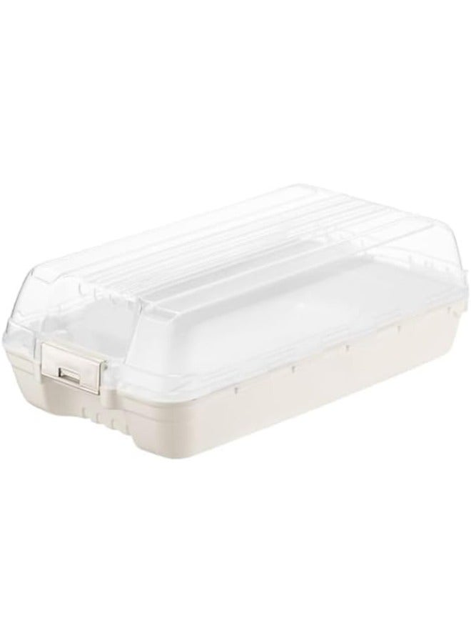 Dunya Refrigerator Organizer Made of PP Plastic , Fridge Food Container Box With Clip Cover Lock, BPA Free 18x10x32 cm-White - Image 1
