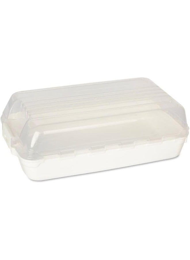 Dunya Refrigerator Organizer Made of PP Plastic , Fridge Food Container Box With Clip Cover Lock, BPA Free 18x10x32 cm-White - Image 2
