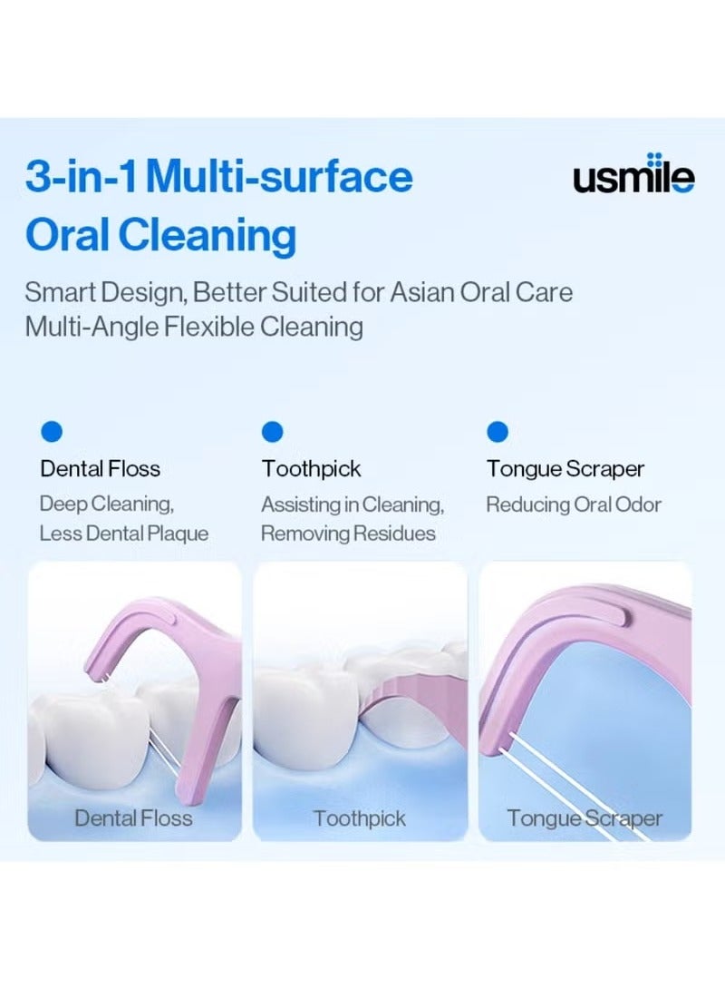 usmile Twin-line Freshening Anti-caries Dental Floss Toothpicks Teeth Stick Tooth Cleaning Interdental Oral Care (Freshening) - Image 4
