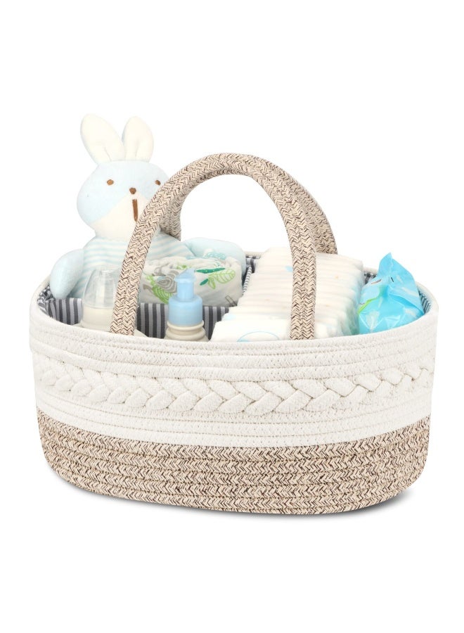 Maliton Diaper Caddy Organizer For Baby - 100  Cotton Rope Baby Basket Changing Table Diaper Storage Caddy   Portable Diaper Caddy For Baby Stuff  Best Baby Shower Gifts - Image 1